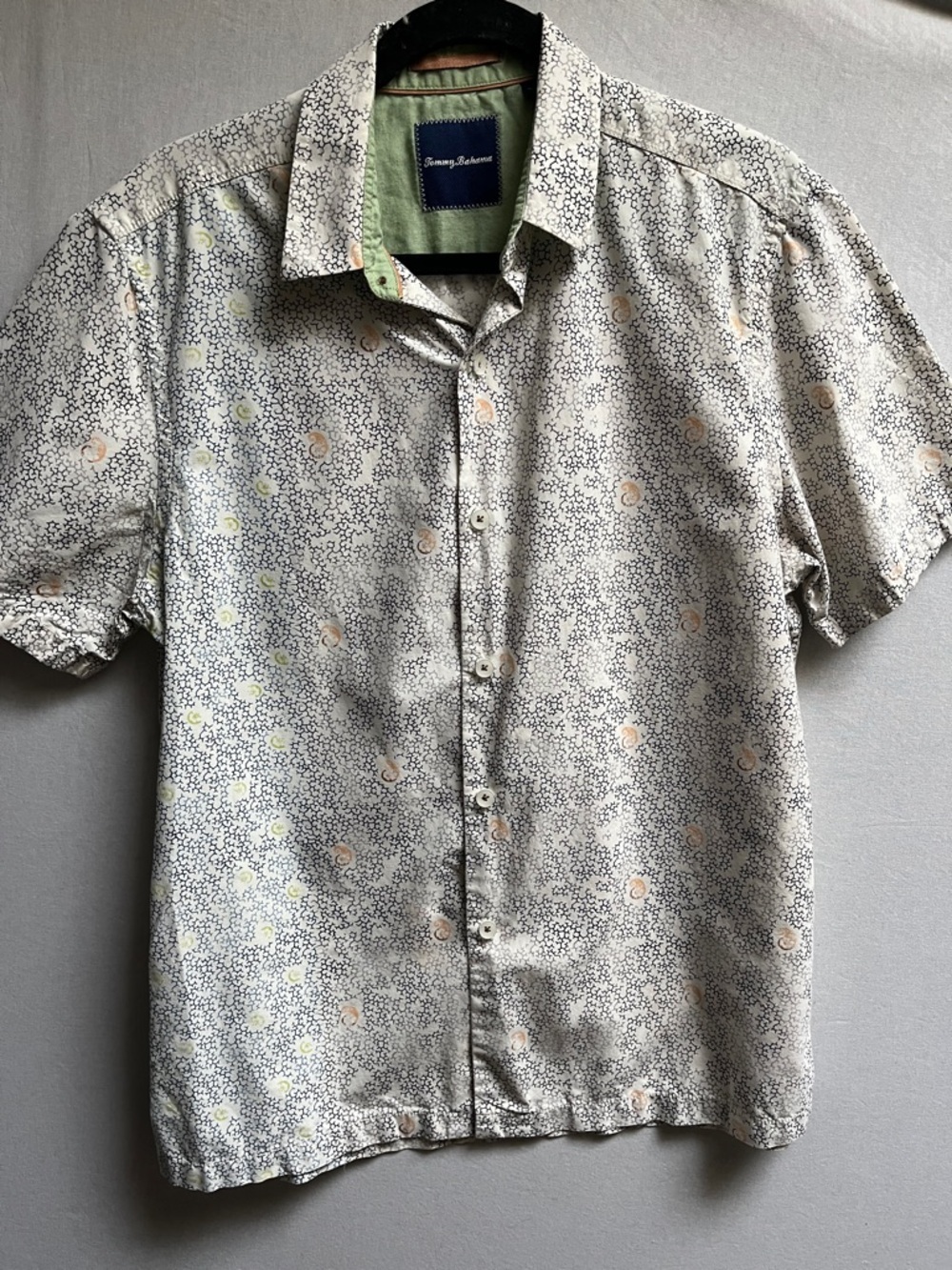 Tommy Bahama Blue Silk Cotton Blend Relaxed Short Sleeve Button Up Shirt S